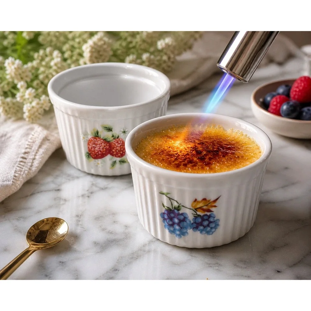 BIA Cordon Bleu‎ Ramekins Set of 2 Fruit Pattern Porcelain 3